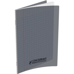 Piqûre 48 pages CONQUERANT, 17x22 cm, seyès, couv PP gris